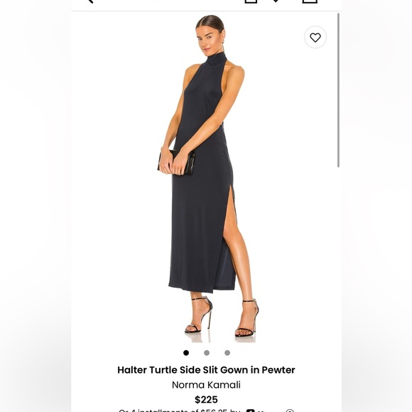 XL Norma Kamali Halter Turtle Side Slit Gown black - Picture 14 of 16